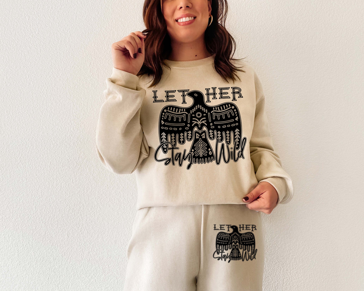 Let her stay wild Sand SWEATSUIT SET