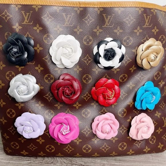 Camellia Flower Vegan Leather Magnetic Bag Charm