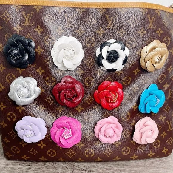 Camellia Flower Vegan Leather Magnetic Bag Charm