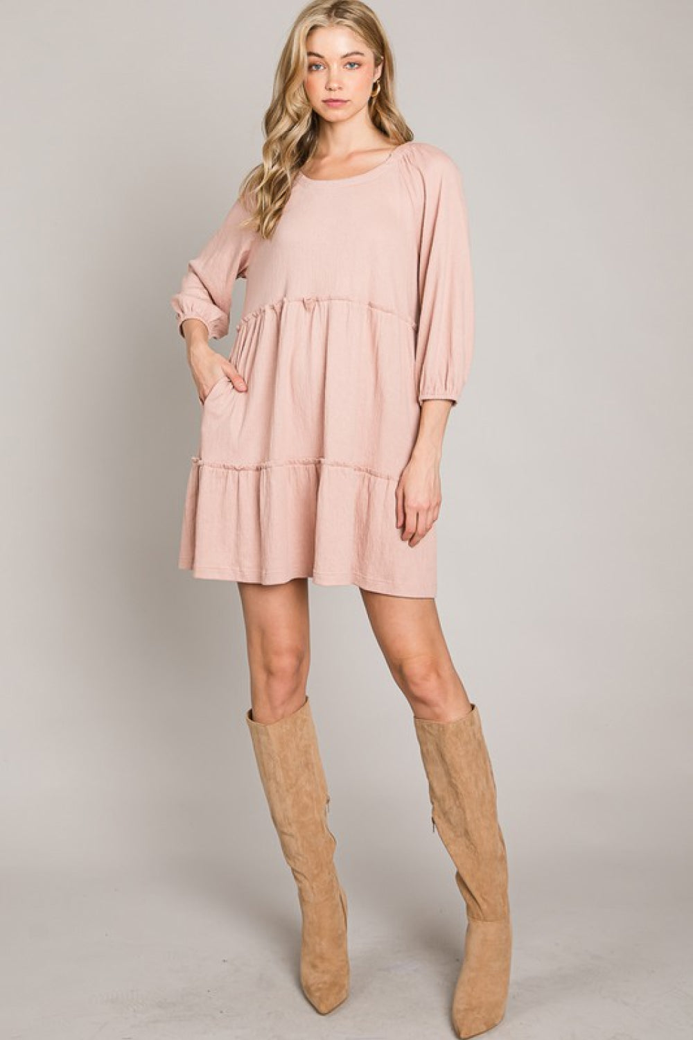 HEYSON Full Size Tiered Tie-Back Dress