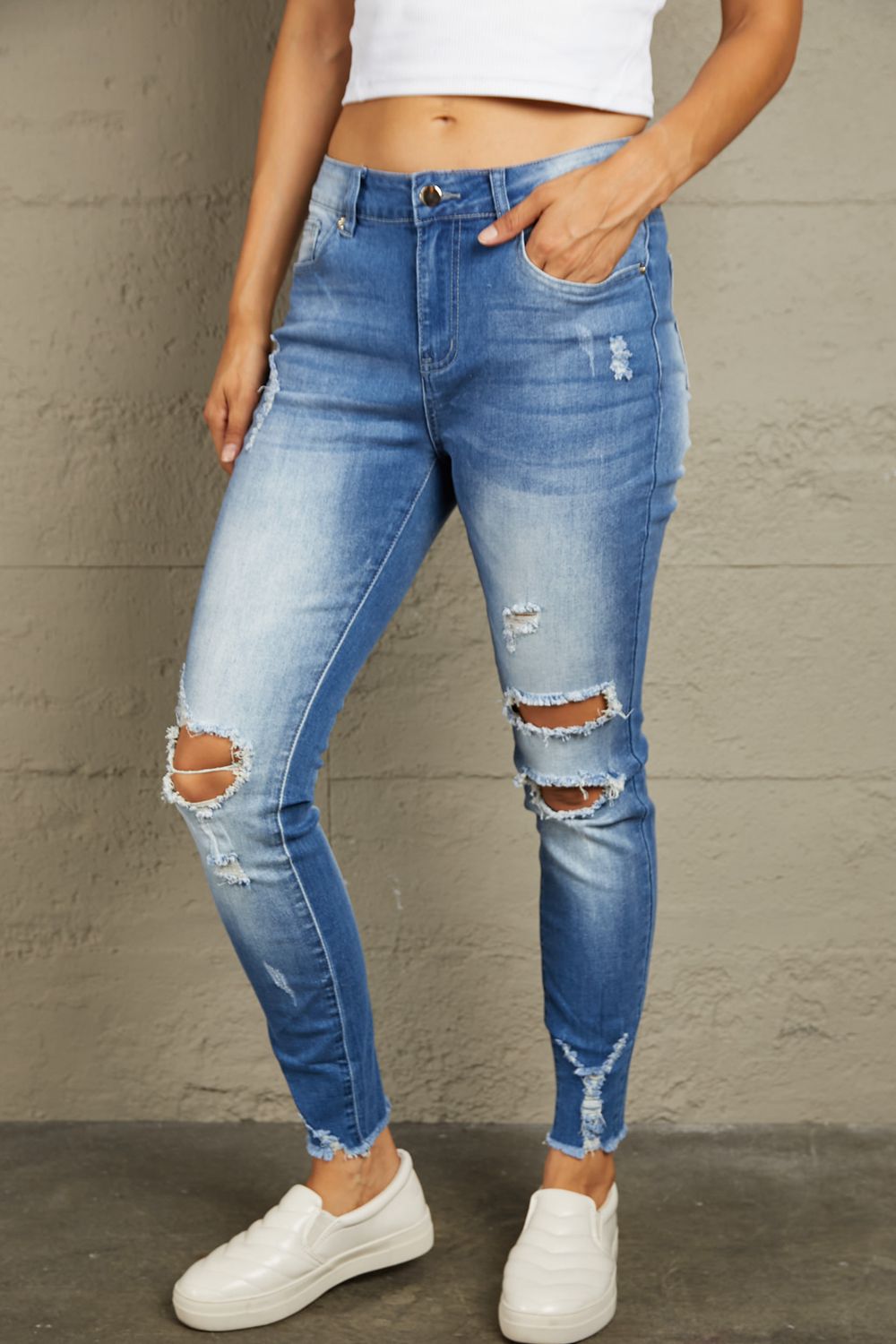 Baeful Faded Mid High Rise Jeans