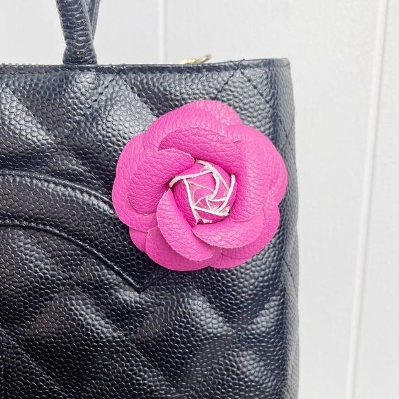 Camellia Flower Vegan Leather Magnetic Bag Charm