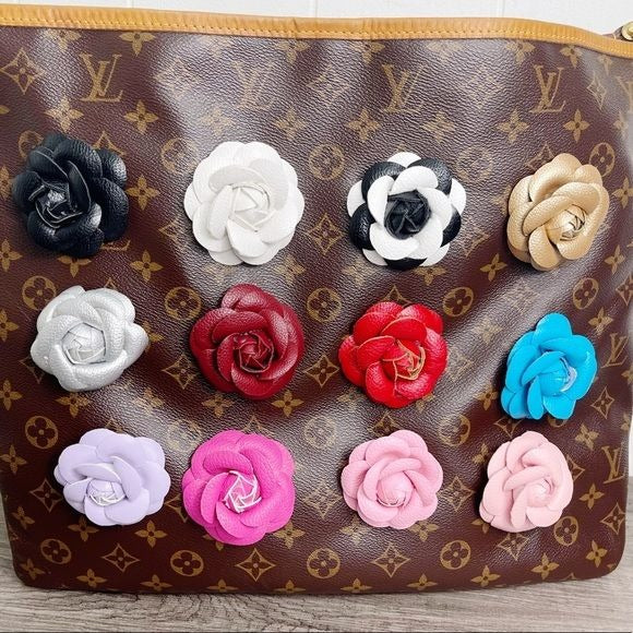 Camellia Flower Vegan Leather Magnetic Bag Charm