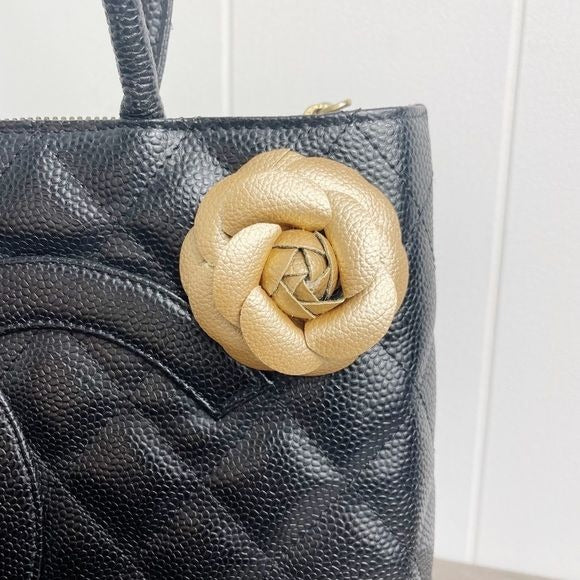 Camellia Flower Vegan Leather Magnetic Bag Charm