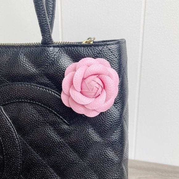 Camellia Flower Vegan Leather Magnetic Bag Charm