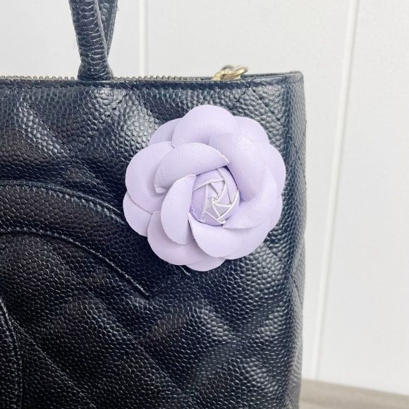 Camellia Flower Vegan Leather Magnetic Bag Charm