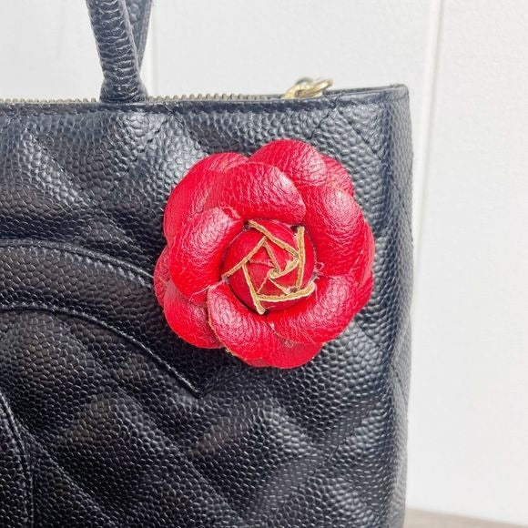 Camellia Flower Vegan Leather Magnetic Bag Charm