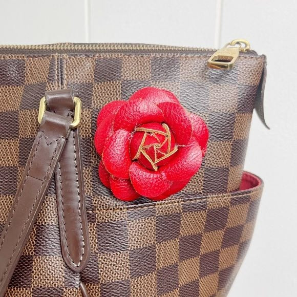 Camellia Flower Vegan Leather Magnetic Bag Charm
