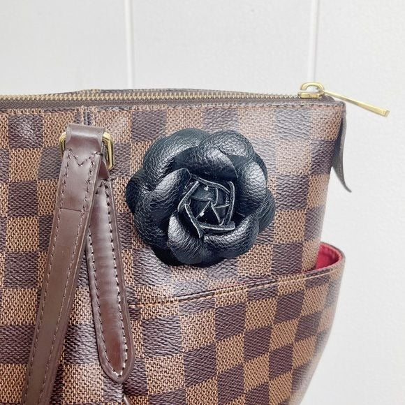 Camellia Flower Vegan Leather Magnetic Bag Charm