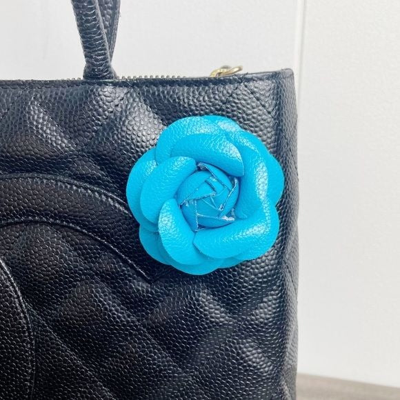 Camellia Flower Vegan Leather Magnetic Bag Charm