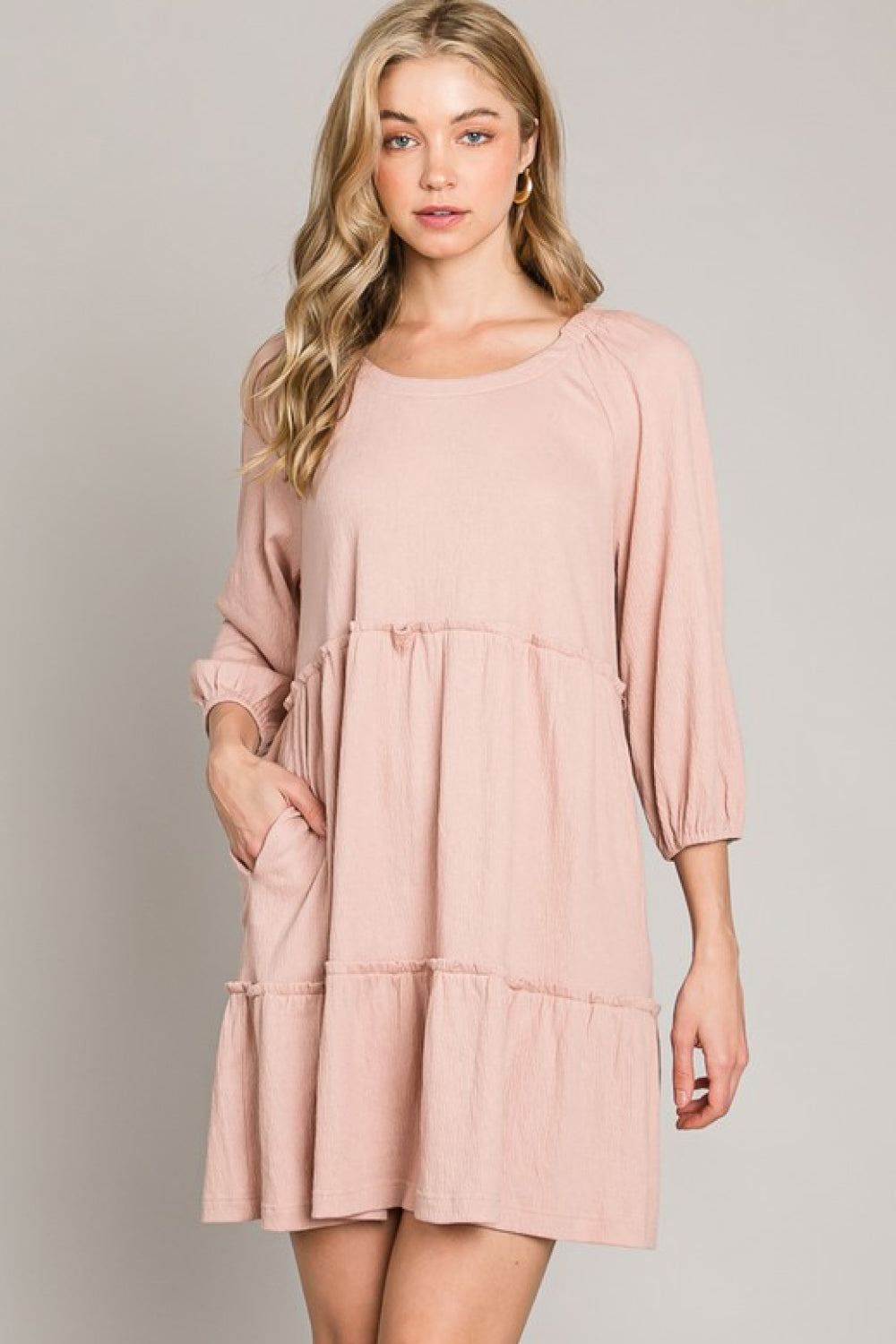 HEYSON Full Size Tiered Tie-Back Dress