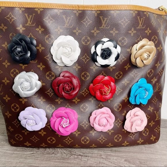 Camellia Flower Vegan Leather Bag Charm