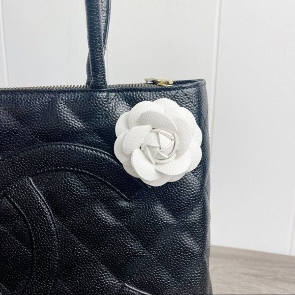 Camellia Flower Vegan Leather Bag Charm