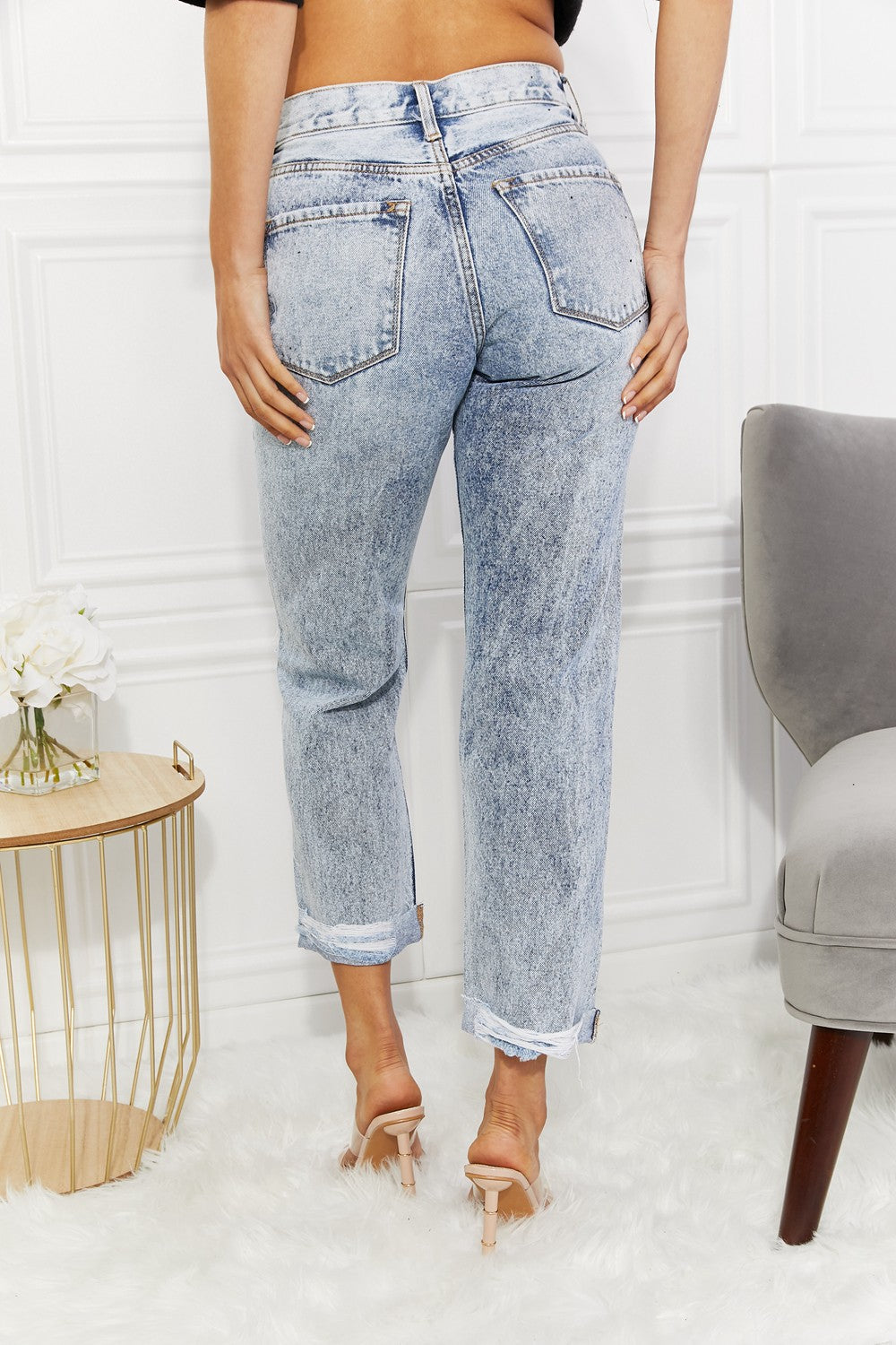 Kancan Kendra High Rise Distressed Straight Jeans